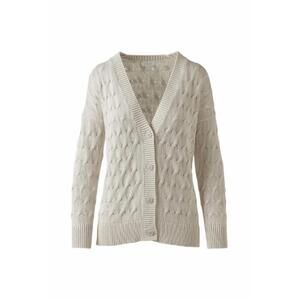 NEW KINROSS women's stonewash cable vee cardigan in dune